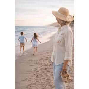 VTG Las Olas Tropical Fish Shirt Yellow Embroidered L Vacation Beach Resort